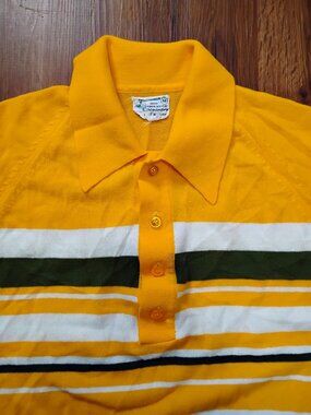 Vintage 70s K-Mart Striped Knit Polo Shirt Mod Tennis Core